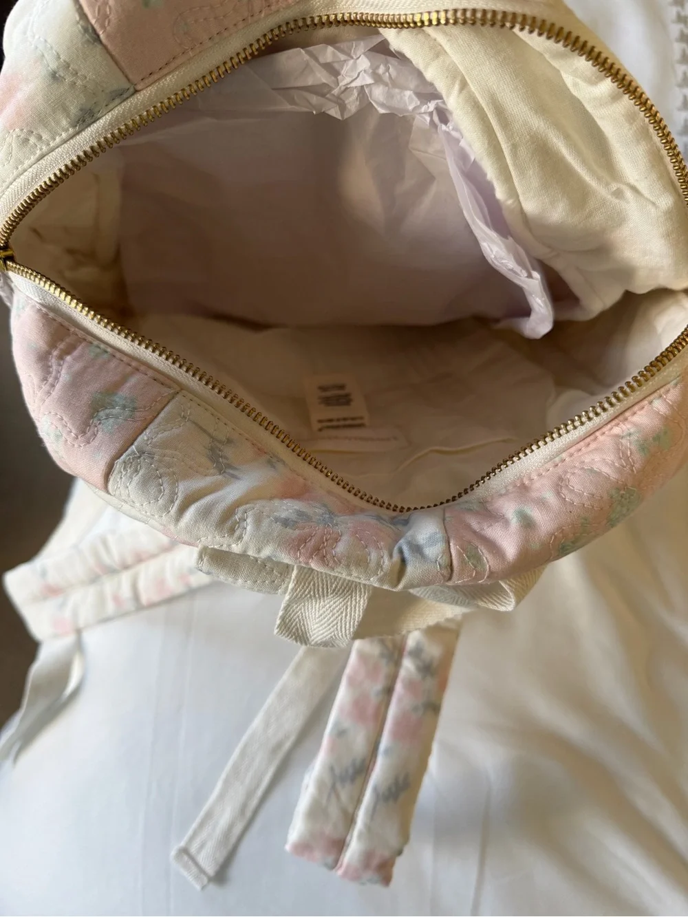 LoveShackFancy x Anthropologie Quilted Soft Pink Floral Backpack - Picture 9 of 10